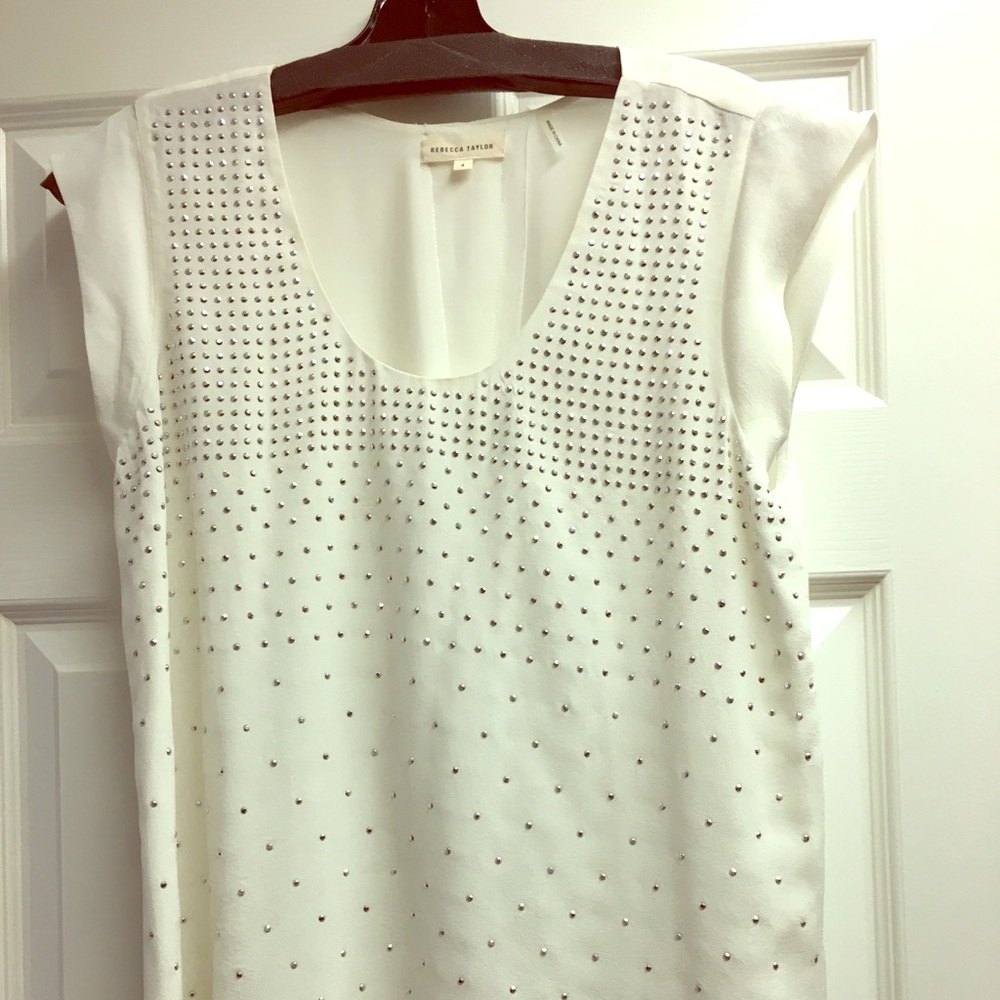 Rebecca Taylor white sequin blouse